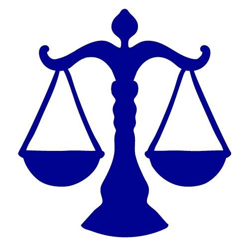 Balanza azul de la justicia.
