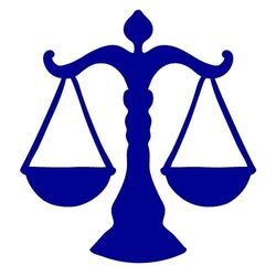 Balanza azul de la justicia.