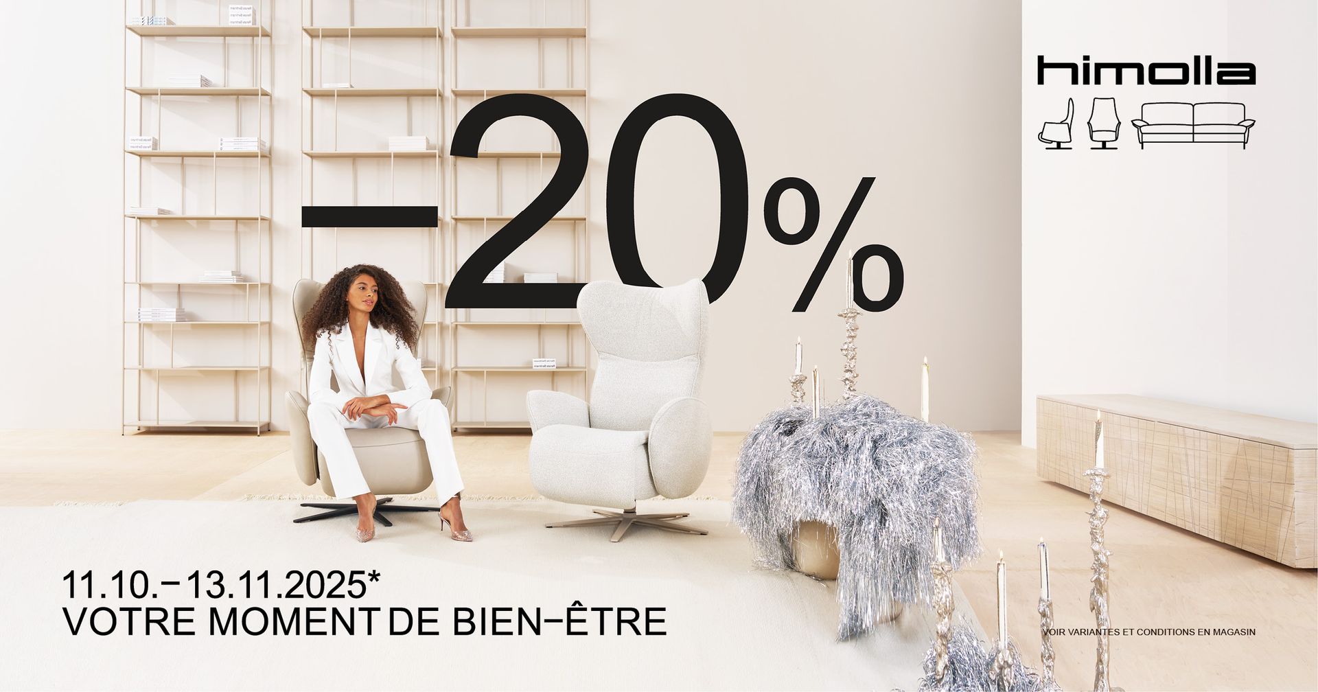 Soldes de meubles Himolla : 20 % de réduction.