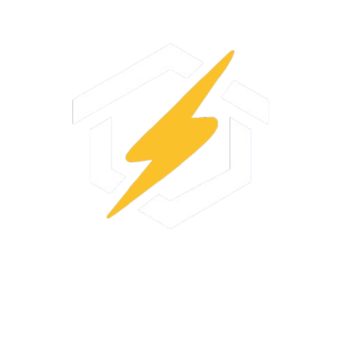 Un éclair jaune à l'intérieur d'un hexagone blanc aux contours nets.