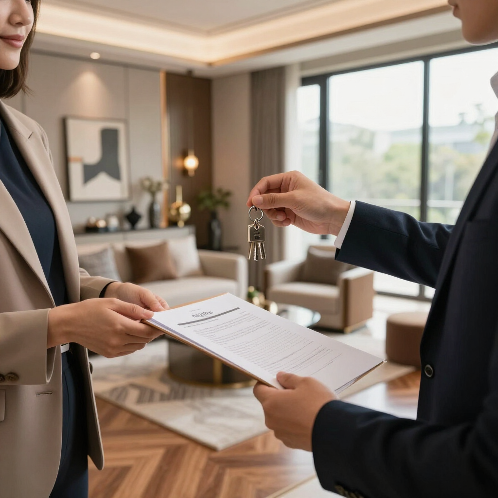 Personas revisando el plano de una casa sobre una mesa en una habitación luminosa.