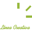 Logotipo verde de «Linea Creativa» con formas geométricas abstractas