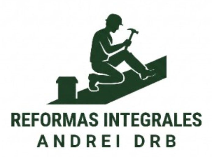 Logotipo verde de un obrero con un martillo junto al texto &laquo;REFORMAS INTEGRALES ANDREI DRB&raquo;