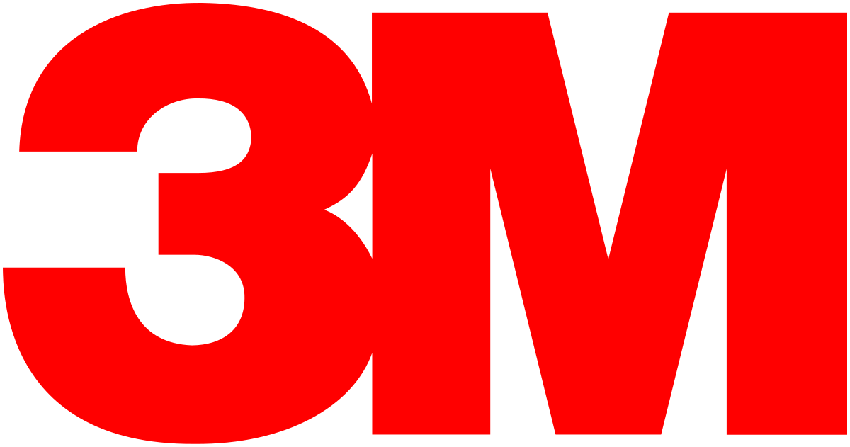 Logo 3M rouge sur fond blanc.