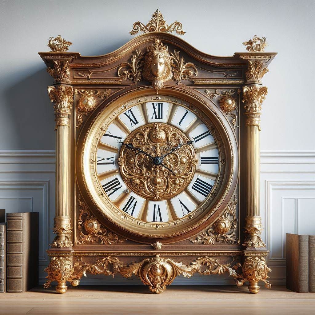 Horloge de table dorée