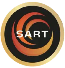 Un logotipo para una empresa llamada sart con un remolino en el medio.