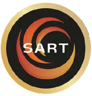 Un logotipo para una empresa llamada sart con un remolino en el medio.