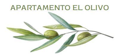 Logotipo del Apartamento El Olivo con rama de olivo y aceitunas verdes.