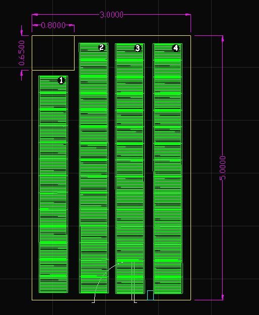 Un dibujo en negro y verde de una fila de líneas verdes.
