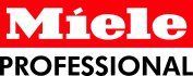 Das Logo von Miele Professional steht auf rotem Grund.