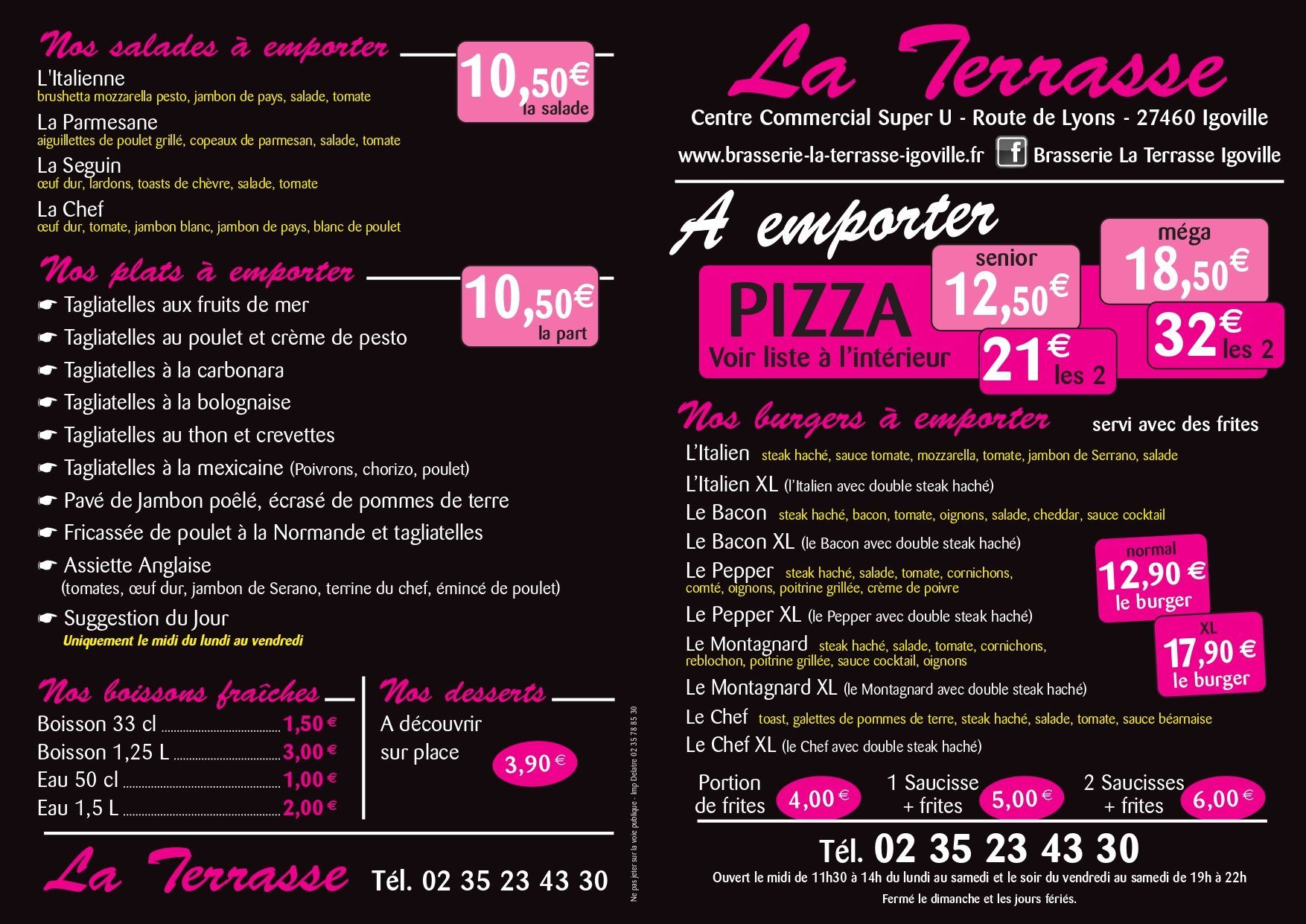 carte a emporter 
