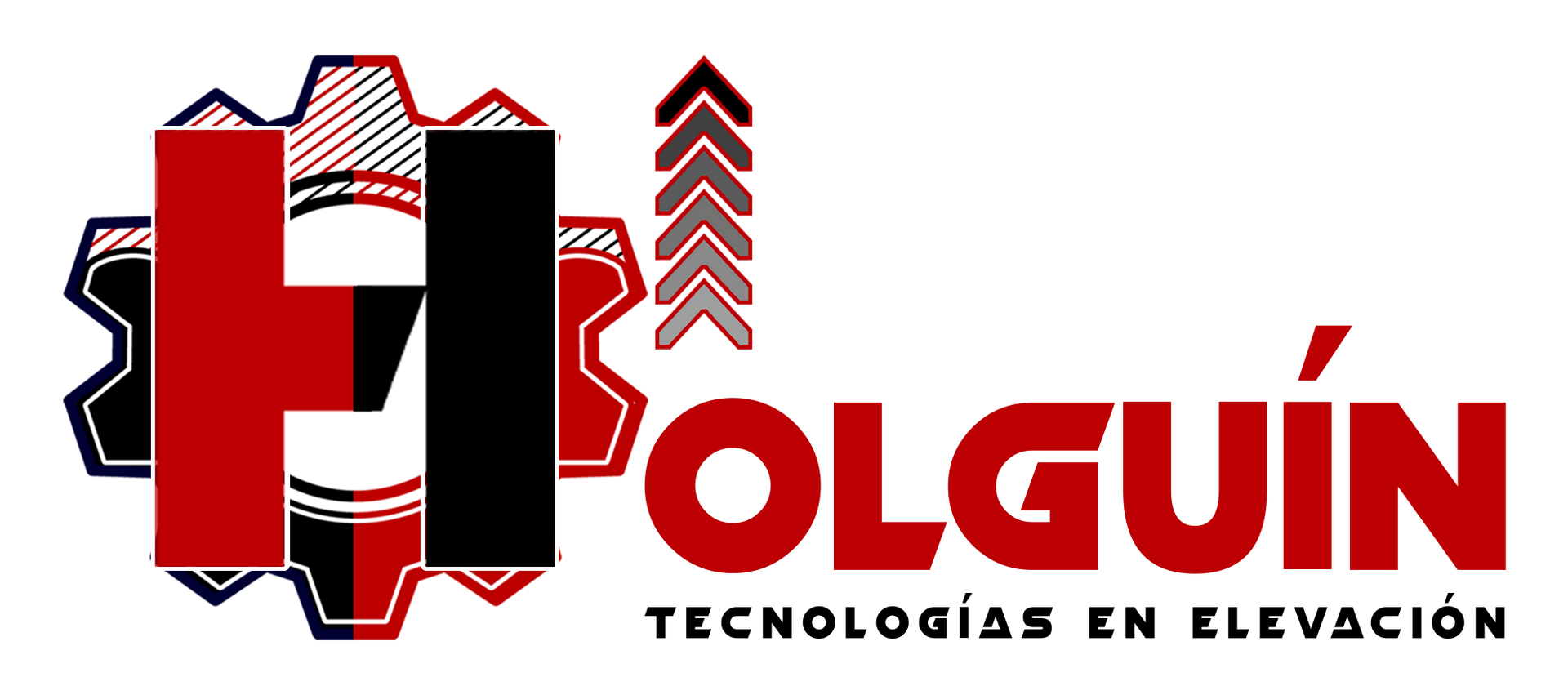 Logotipo con engranajes estilizados, una "H" roja, y la palabra "OLGUIN" en rojo, con "TECNOLOGIAS EN ELEVACION" debajo.