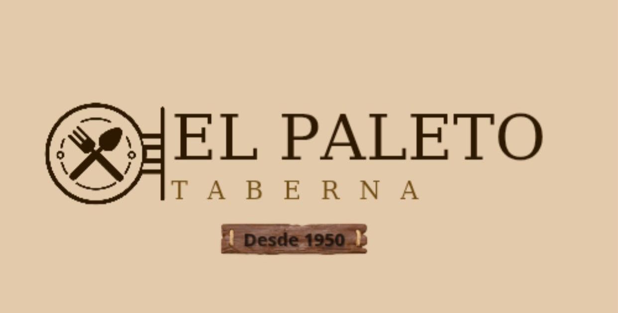 Un logotipo para El Paleto Taberna muestra un tenedor y una cuchara.