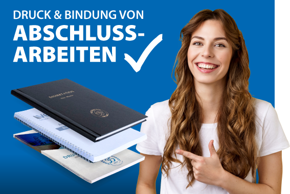 Druck und Bindung von Abschlussarbeiten. Hardcover, Softcover oder Klebebindung.