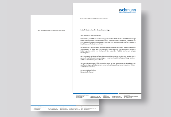 Bedruckter Briefbogen mit Logo und Adressdaten.