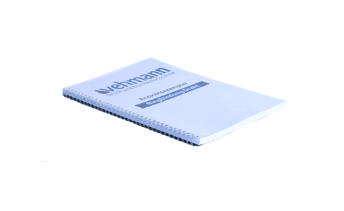 Softcoverbindung, Drahtringbindung, A4, silber