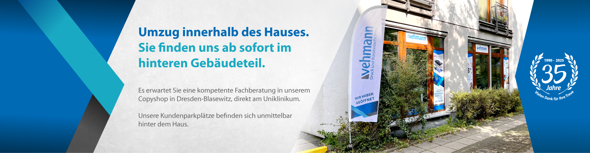 Druck- und Bü­ro­be­darfs­cen­ter Ve­h­mann Aussenansicht. 