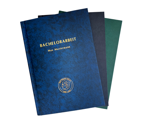 Hardcover Kunstlederbuch in blau, schwarz und grün.