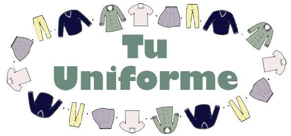 Un círculo de artículos de uniforme escolar ilustrados rodea la frase en español "Tu Uniforme" en verde.