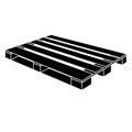 Una silueta en blanco y negro de una paleta de madera sobre un fondo blanco.
