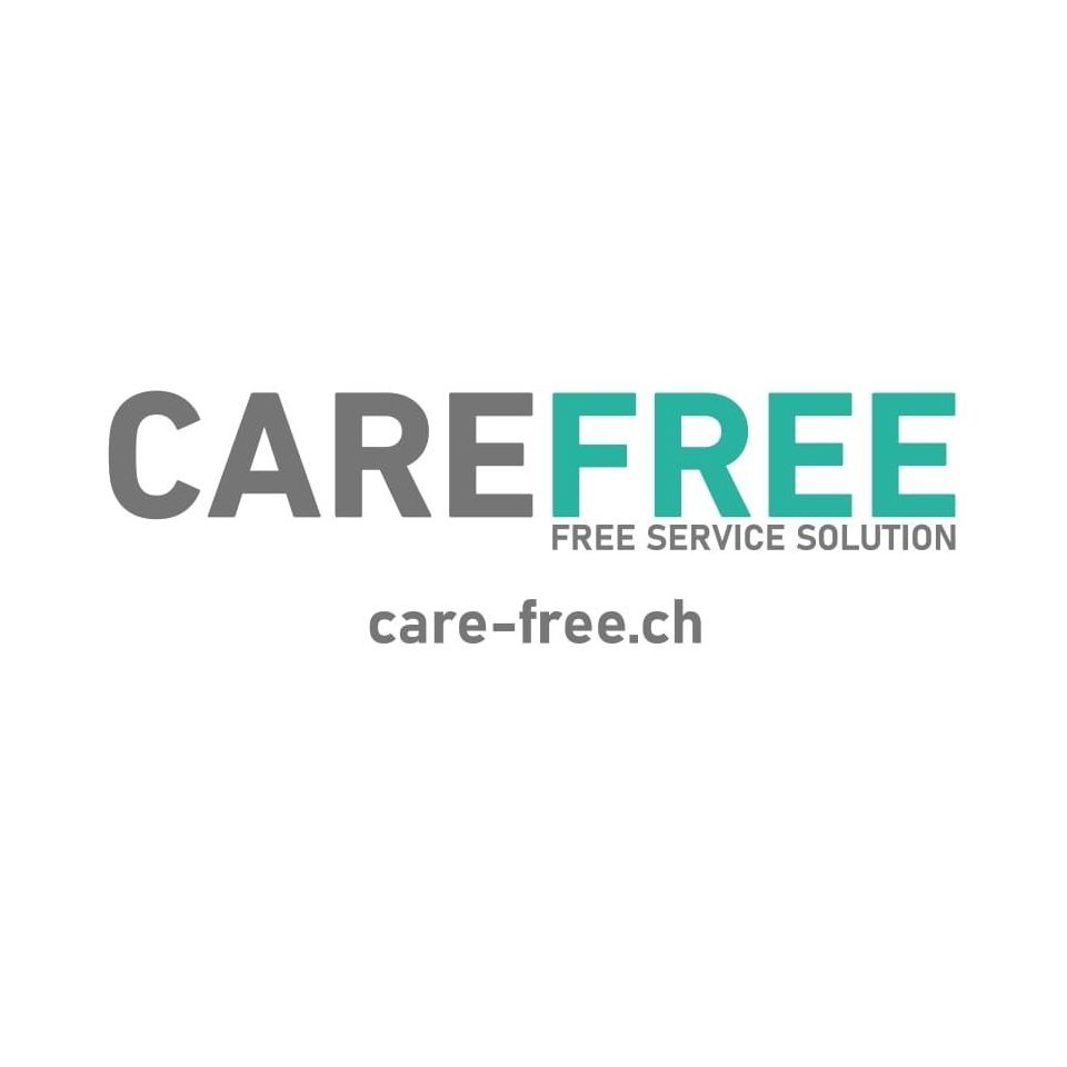 Logo CAREFREE in grigio e verde acqua con la scritta 