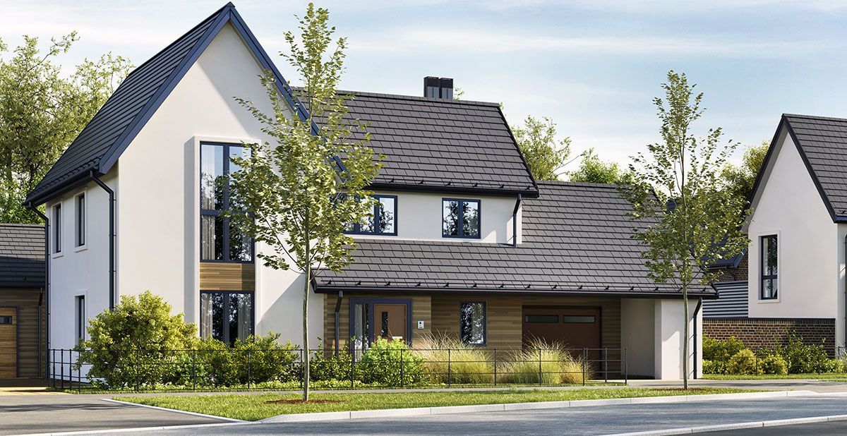 Maison neuve avec une partie surélevée