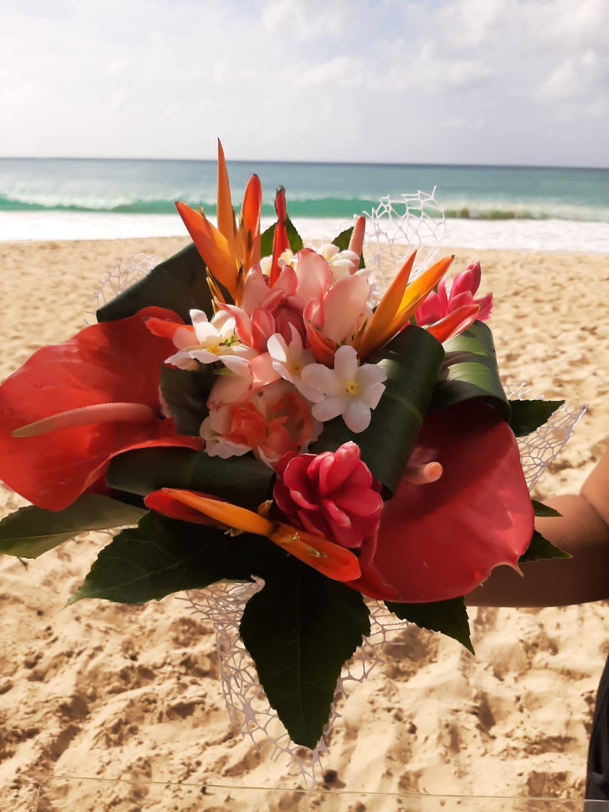 Bouquet de la mariée sur la plage
