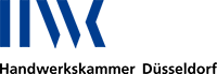 A blue and white logo for handwerkskammer düsseldorf