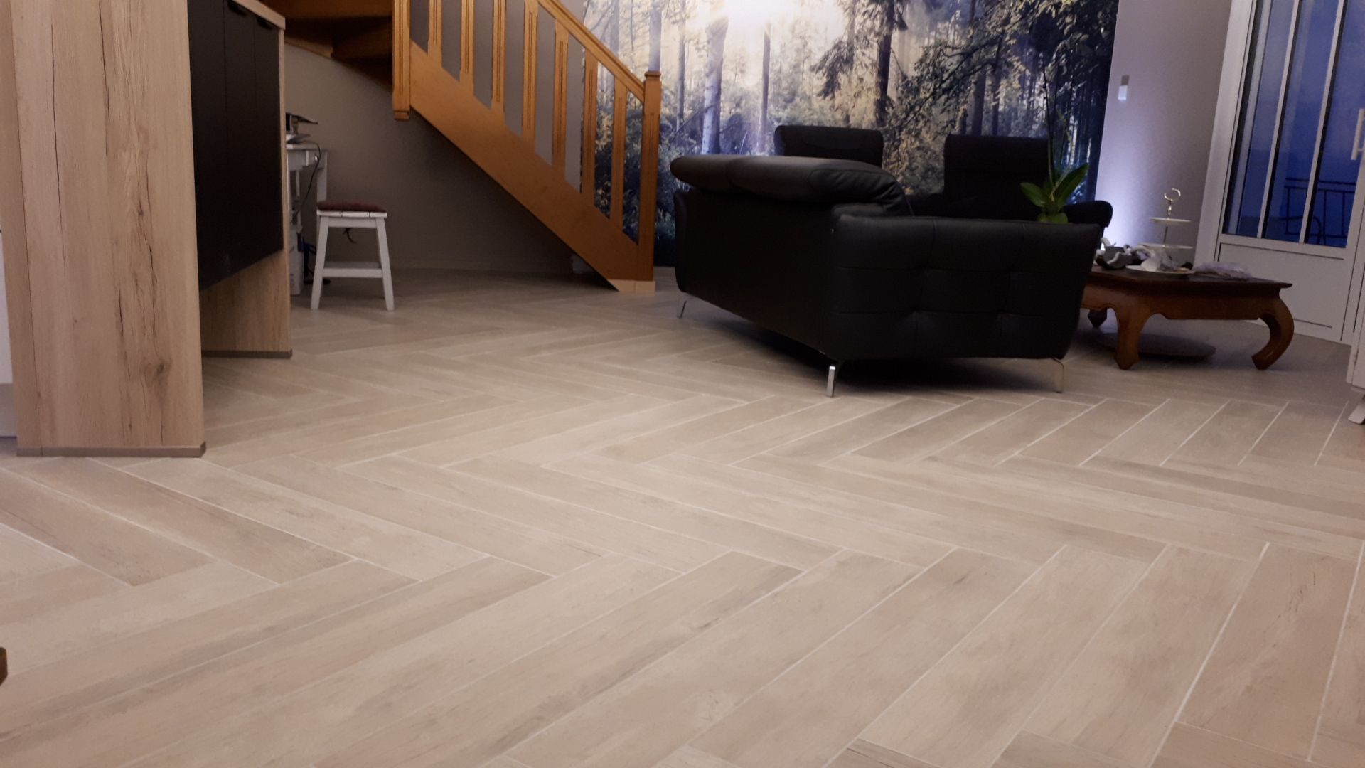 Carrelage pose en parquet