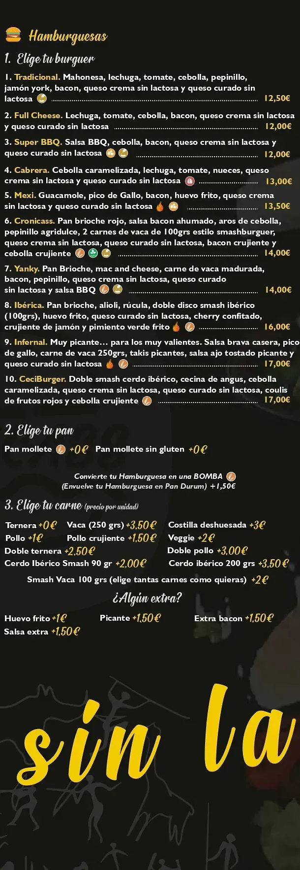 Un fondo negro con escritura amarilla que dice sin lactosa.