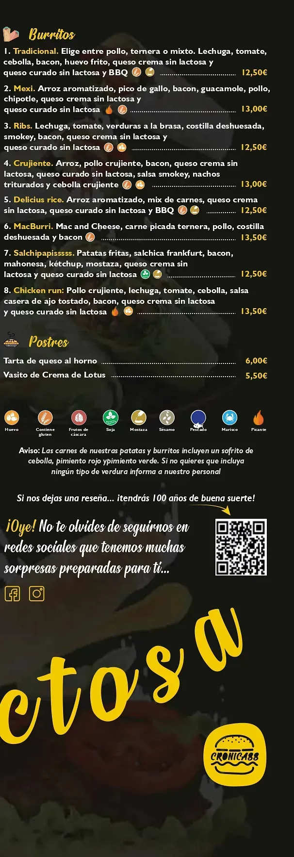 Un menú de un restaurante con la imagen de una hamburguesa.