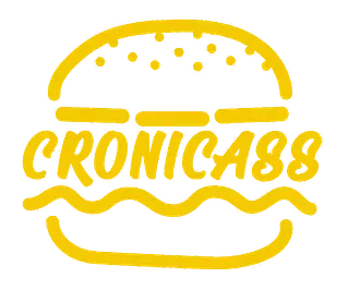 Una hamburguesa amarilla con la palabra cronicass en ella