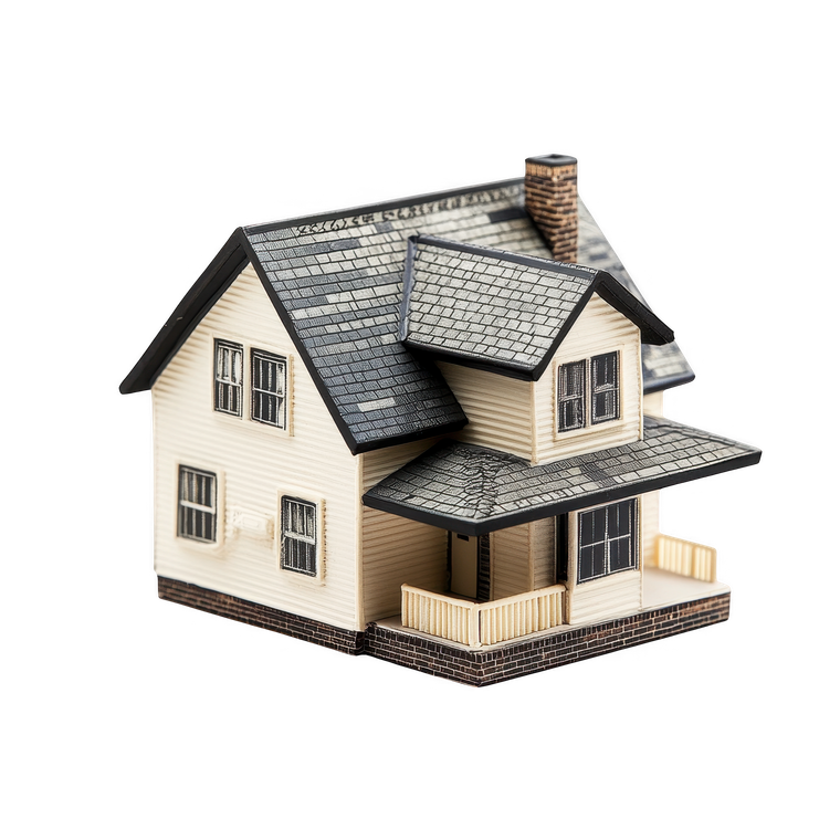 Une maison avec une toiture en ardoises.