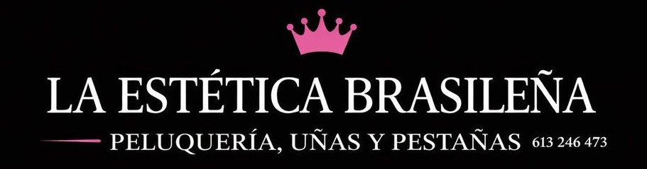 Logo for "La Est&eacute;tica Brasile&ntilde;a," a beauty salon. Includes the words "Peluquer&iacute;a, U&ntilde;as y Pesta&ntilde;as".
