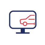 Écran d'ordinateur affichant la silhouette d'une voiture rouge.