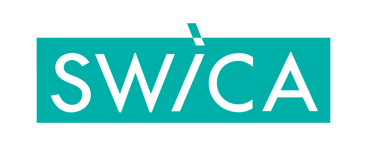 SWICA-Logo in weisser Schrift auf türkisfarbenem rechteckigem Hintergrund.