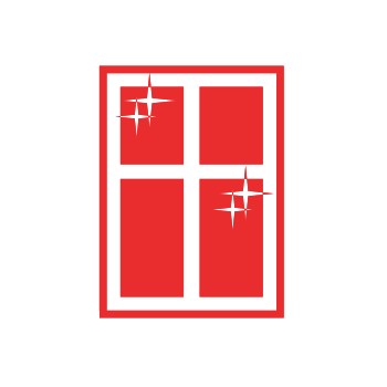 ein rotes Fenster mit weißem Rahmen und glänzendem Glas .