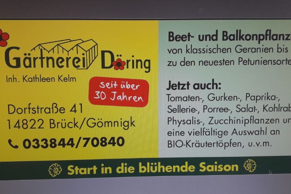 Infotafel Gärtnerei Döing