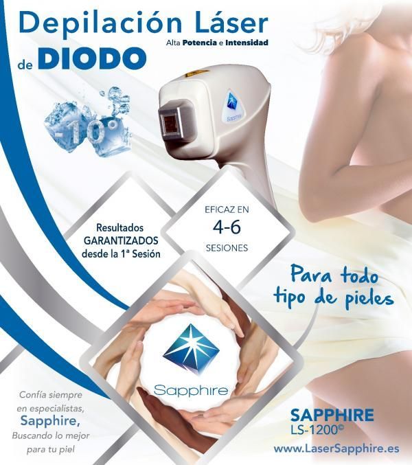 Un cartel de depilación láser de diodo en español.
