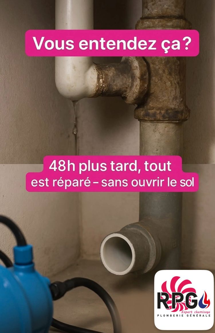 Canalisation fuyante avec des textes.