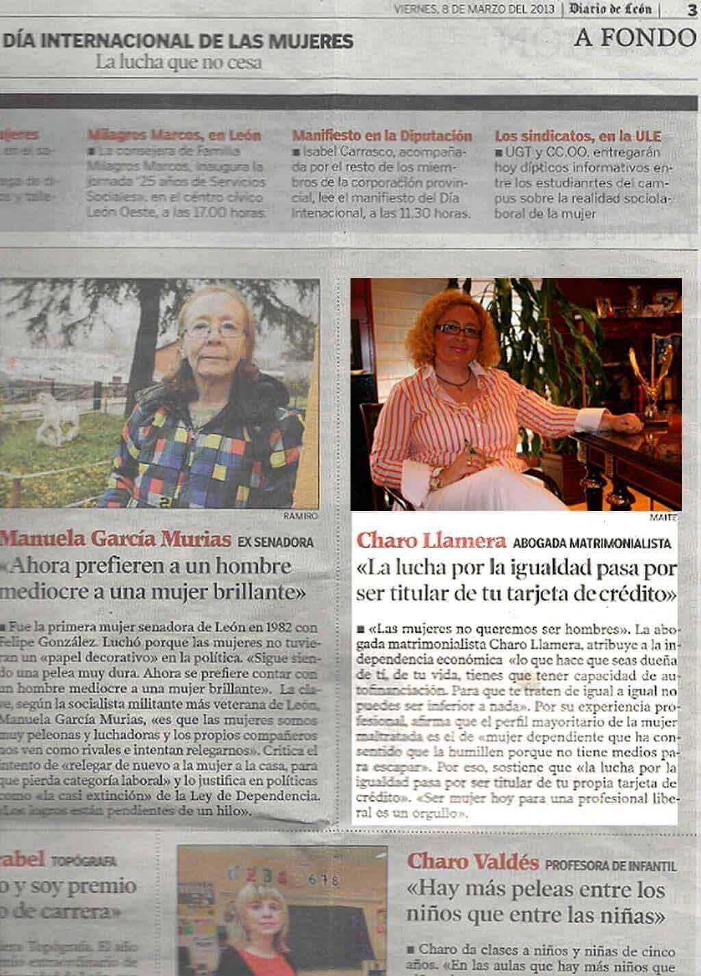 Llamera Abogadas - Charo Llamera en entrevista exterior en León