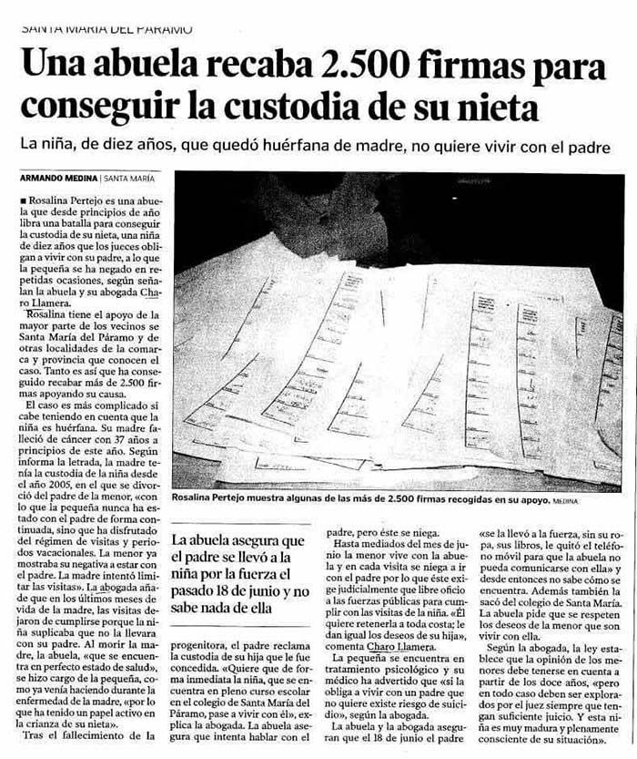 Llamera Abogadas - recogida de firmas para custodia de nieta en León