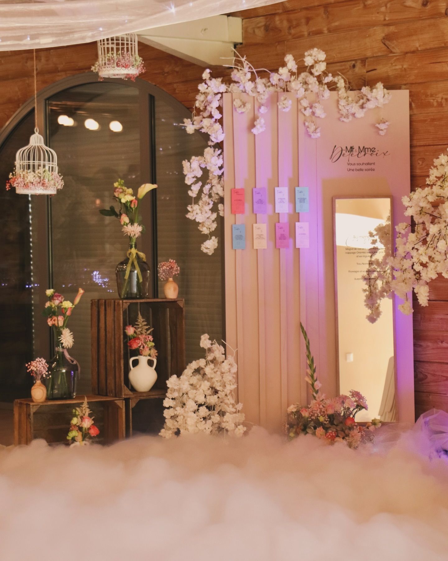 Décoration pour un évènement blanc et rose