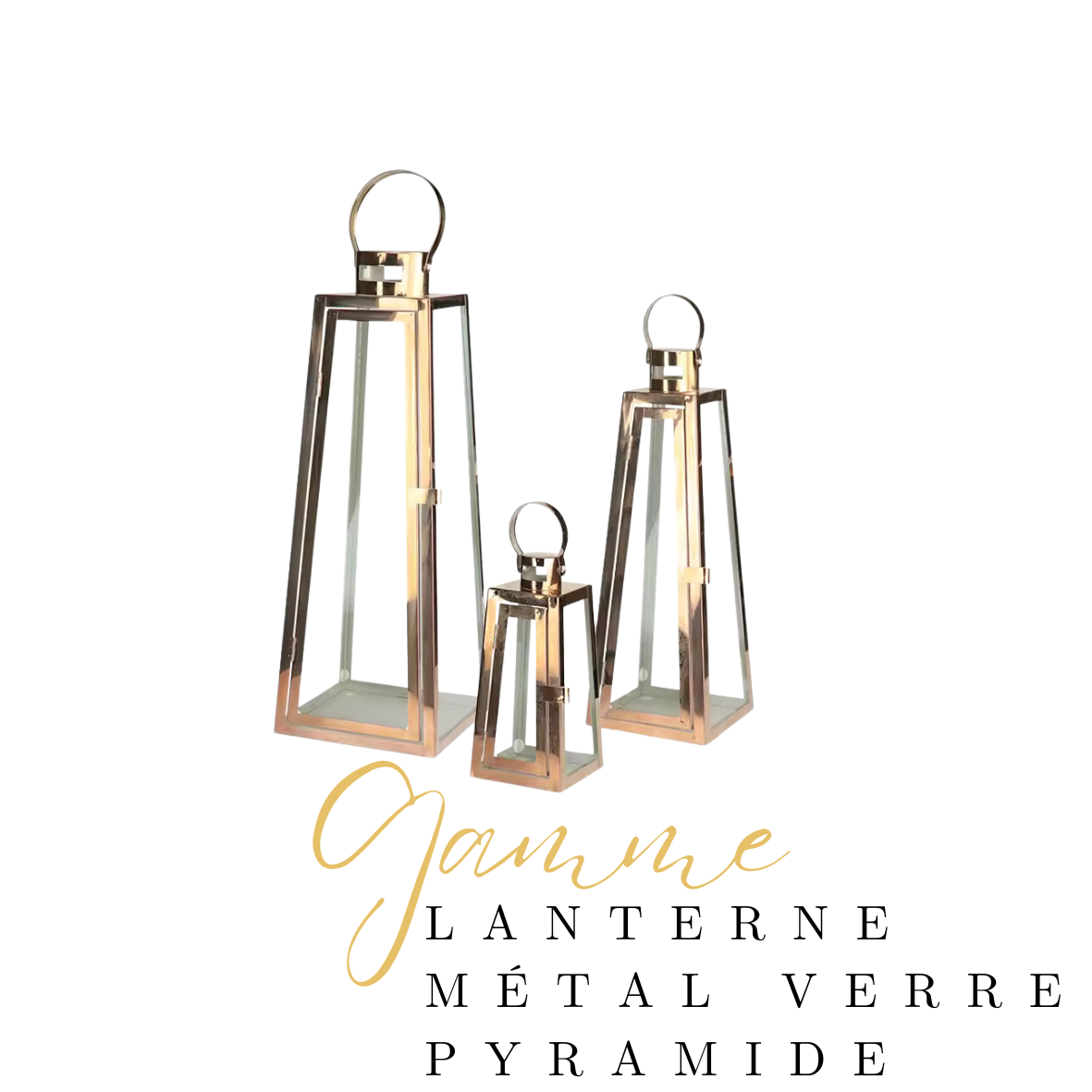 Lanterne en verre en forme de pyramide