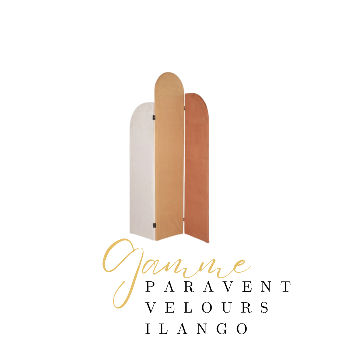 Paravent en velours blanc , orange clair et orange foncé