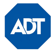 Logotipo de ADT en blanco sobre un fondo octogonal azul.