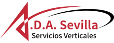 Logo for D.A. Sevilla Servicios Verticales, featuring a red and black design.