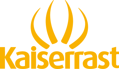 Kaiserfast logo with orange flame-like icon and orange text