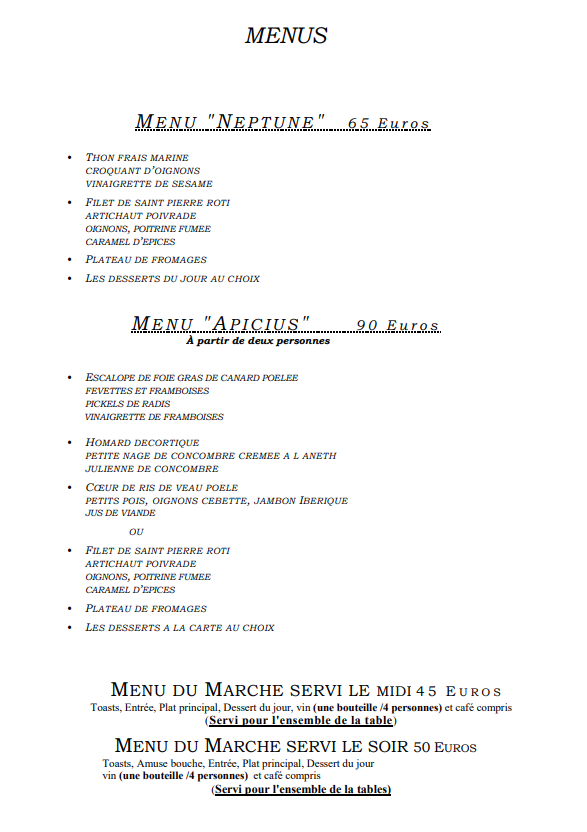 Carte et menus du restaurant Le Saint-Pierre à Besançon