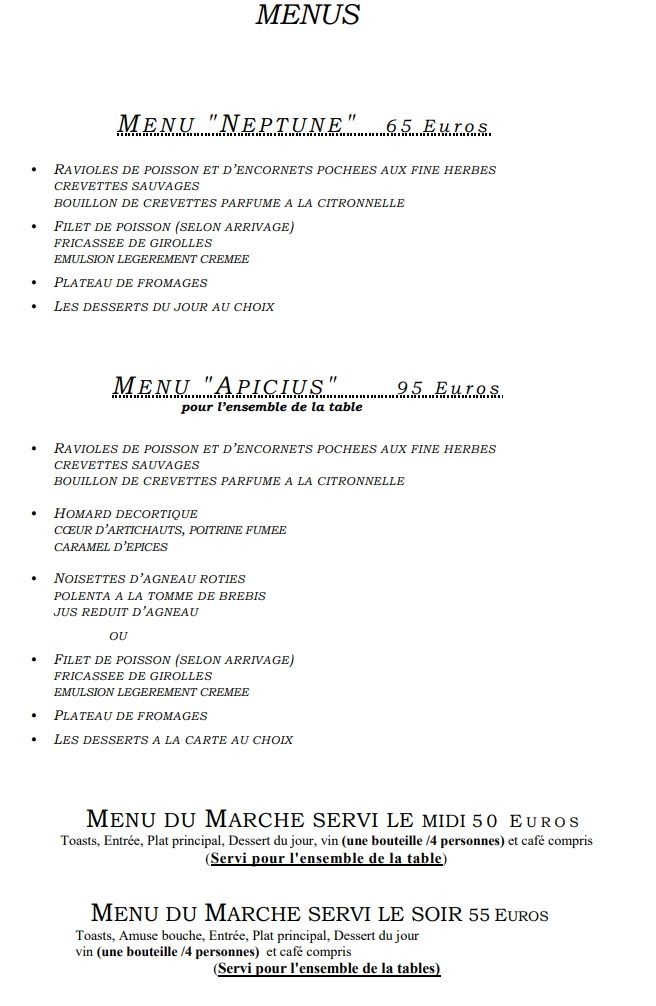 Menus du restaurant Le Saint-Pierre